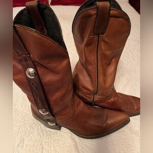 Classic Brown Leather Western Heeled Boots